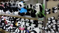 Di awal memasuki toko, traveler akan disambut banyak pernak-pernik khas China. Misalnya boneka panda yang menggemaskan, dari ukuran kecil hingga besar (Raras Prawitaningrum/detikTravel)