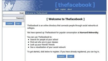 Situs Facebook pada 2004. Foto: instagram.com/webdesignmuseum/