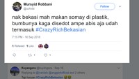 Ya ampun orang Bekasi katanya kalau nggak makan bumbu somay di plastik udah terbilang kaya. Mana nih warga Bekasi, setuju nggak? Foto: twitter