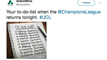 Liga Champions mulai lagi, siap-siap nonton bola semalaman sampai dini hari. (Foto: Twitter)