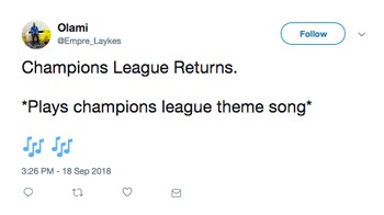 Liga Champions mulai lagi, siap dengar lagu temanya yang ikonik? (Foto: Twitter)