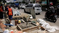Begini penampakan proyek galian di kawasan Jalan Daan Mogot, Jakarta Barat, Selasa (18/9/2018).
