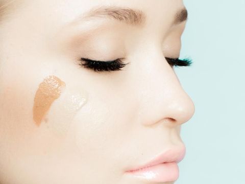 Foundation on face, perfect skin and natural make-up