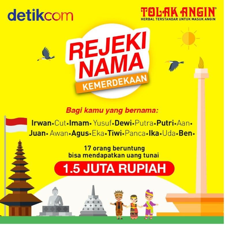 Ini Para Pemenang Rejeki Nama Kemerdekaan, Kamu Salah Satunya? Ini Para Pemenang Rejeki Nama Kemerdekaan, Kamu Salah Satunya?