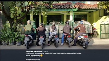 Kalau anak Bekasi mau main, sudah bukan zamannya lagi numpang motor teman. (Foto: Twitter)
