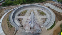 Desain monumen kapsul waktu tersebut menyerupai logo Avengers di film. Dok. Kementerian PUPR.