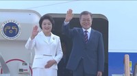 Saya akan melakukan dialog jujur dengan Pemimpin Kim tentang bagaimana menemukan titik kontak antara permintaan AS soal denuklirisasi dan permintaan Korut untuk menghentikan permusuhan serta jaminan keamanan, tutur Moon kemarin (17/9). Foto: Reuters TV