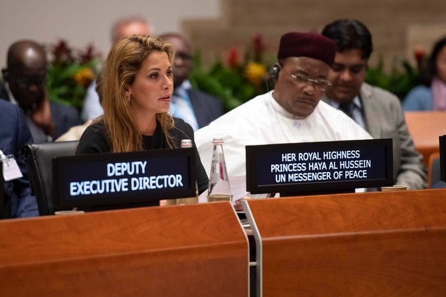 Pada 2007, Putri Haya juga ditunjuk oleh sekjen PBB Ban Ki-moon menjadi United Nation Messenger of Peace, di mana dia bertugas untuk membantu mengatasi berbagai masalah kemanusiaan di seluruh dunia. Foto: Facebook