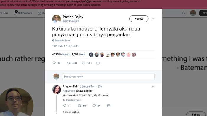Trend ku kira aku introvert. Foto: Twitter Trend ku kira aku introvert. Foto: Twitter