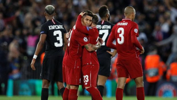 Liverpool kalahkan PSG 3-2 di leg pertama Grup C Liga Champions. (
