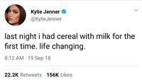 Wah! Ternyata Kylie Jenner Baru Pertama Kali Makan Sereal Plus Susu