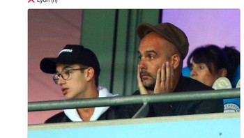 Beragam ekspresi Guardiola menggambarkan bagaimana rasa kecewanya. Foto: Twitter
