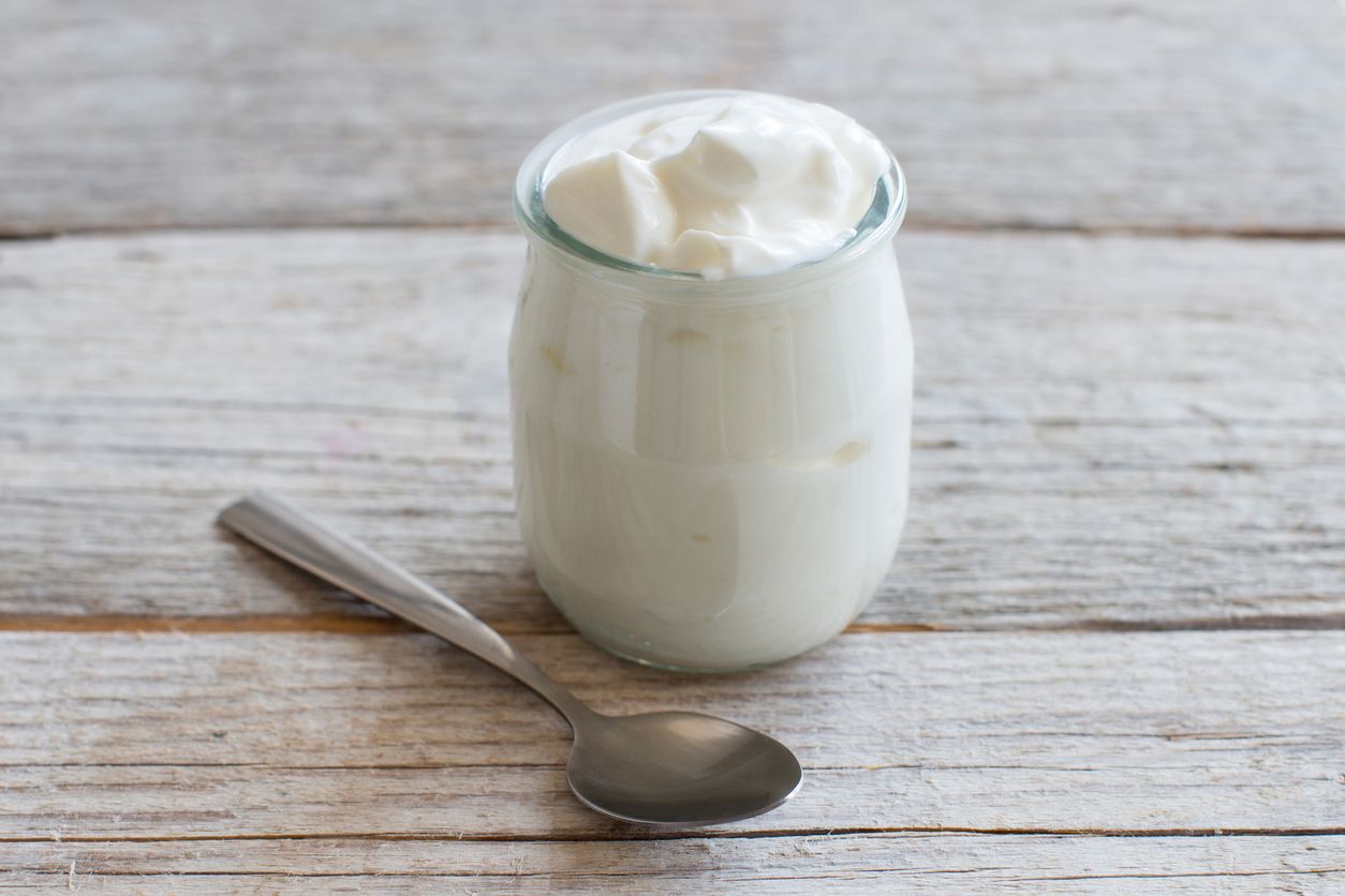 Girl eating yogurt