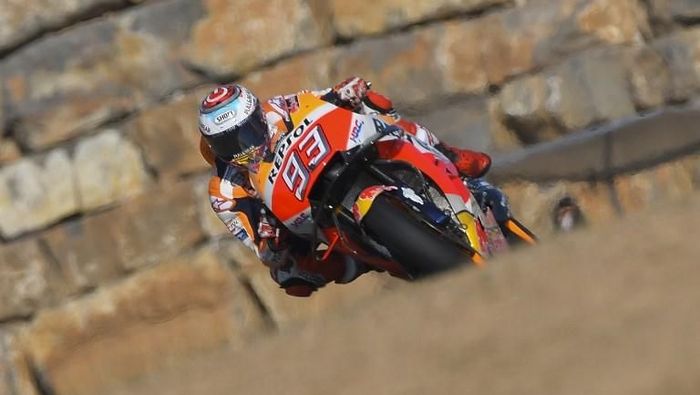 Marc Marquez tercepat di latihan bebas II MotoGP Aragon. (Foto: Jose Jordan/AFP Photo) Marc Marquez tercepat di latihan bebas II MotoGP Aragon. (Foto: Jose Jordan/AFP Photo)
