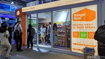 Intelligent retail Bingo Box, swalayan self service. Memilih, mengambil dan membayar barang dilakukan sendiri tanpa kasir dan pramuniaga. (Foto: detikINET/Rachmatunnisa)