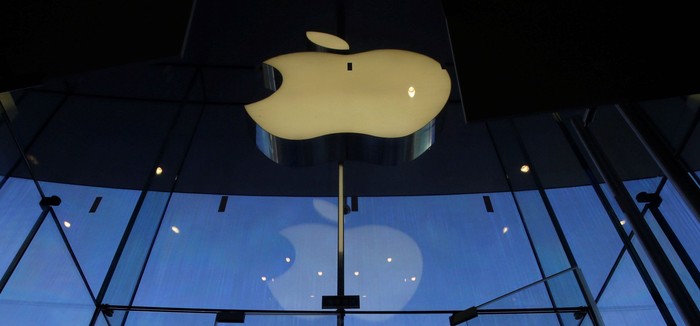 Logo perusahaan Apple, produsen iPhone. Foto: Jason Lee/Reuters Logo perusahaan Apple, produsen iPhone. Foto: Jason Lee/Reuters