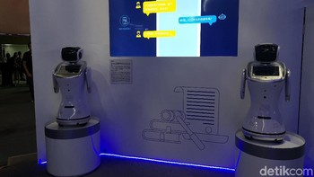 Robot untuk membantu tugas polisi mengawasi.  (Foto: detikINET/Rachmatunnisa)