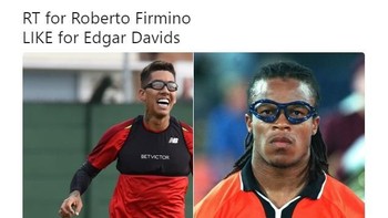 Tapi pertanyaan utamanya adalah, lebih keren Firmino apa Edgar Davids nih. Foto: Twitter/MikeTalksFooty