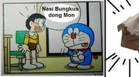 Gini kalau Nobita kenal nasi bungkus. Dia bukan minta alat ajaib sama Doraemon tapi mintanya nasi bungkus.  Foto: Istimewa