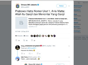 Akun Twitter Dinsos DKI Diretas Terkait Postingan Prabowo-Hatta