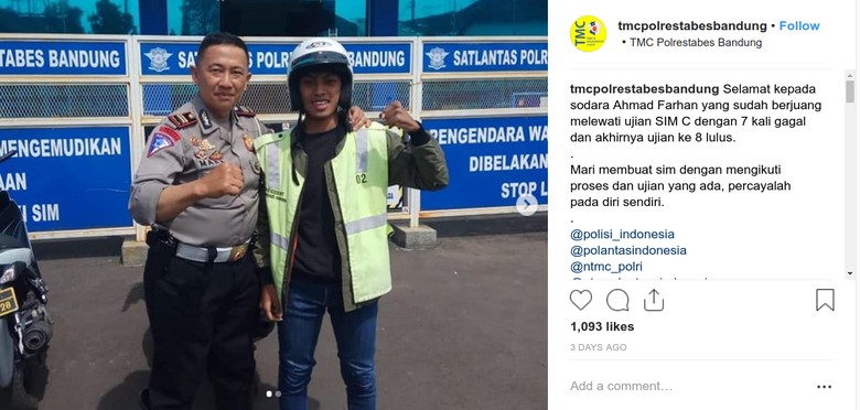 Gagal Terus, Pria Ini Ujian SIM Sampai 8 Kali. Foto: Instagram Gagal Terus, Pria Ini Ujian SIM Sampai 8 Kali. Foto: Instagram