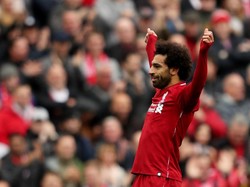 Mohamed Salah begitu riang merayakan gol tersebut karena sudah mengakhiri puasa golnya yang bertahan selama tiga pertandingan terakhir. Ini adalah periode terpanjang puasa gol Salah selama berseragam merah-merah. (Lee Smith/REUTERS)