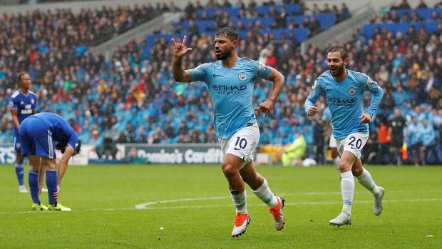 Sergio Aguero sudah mengemas 204 gol untuk Manchester City di seluruh kompetisi. (