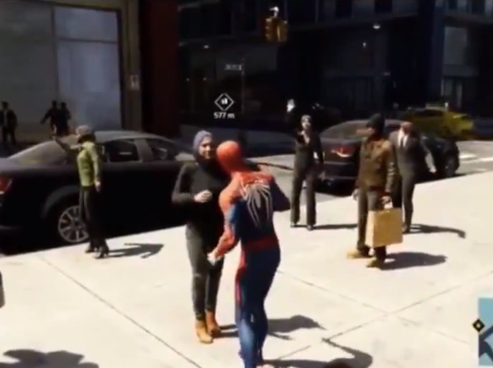 Hijabers menolak dipeluk Spiderman. Foto: (Dok. Sony/Insomniac Games) Hijabers menolak dipeluk Spiderman. Foto: (Dok. Sony/Insomniac Games)