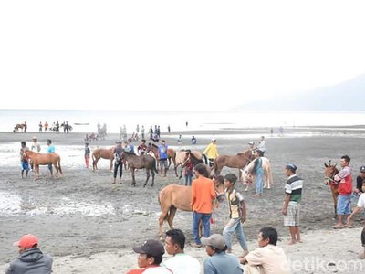 Foto: Pacuan Kuda Seru di Pantai Dompu Foto: Pacuan Kuda Seru di Pantai Dompu