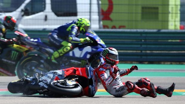 Sebelum kecelakaan di Thailand, Jorge Lorenzo juga mengalami insiden di Aragon.