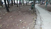 Kontur jogging track juga kini juga memprihatinkan, dengan sampah-sampah dedaunan yang gugur (Shinta/detikTravel)