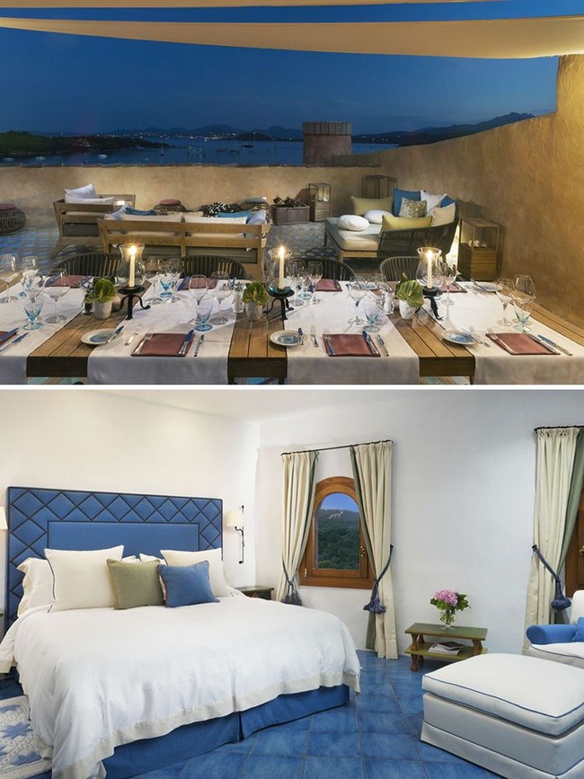 Meskipun kental nuansa rustic dan industrial, Penthouse Suite di Hotel Cala di Volpe, Porte Cervo, Italia ini sebenarnya menawarkan kemewahan yang mumpuni. Dengan membayar Rp 614 juta semalam, tamu VIP akan menikmati nikmatinya bersantai di beranda yang luas, kolam renang privat, dan makan malam ditemani pemandangan Costa Smeralda yang indah. Suite ini bahkan memiliki penyimpanan wine sendiri. Foto: Cala di Volpe