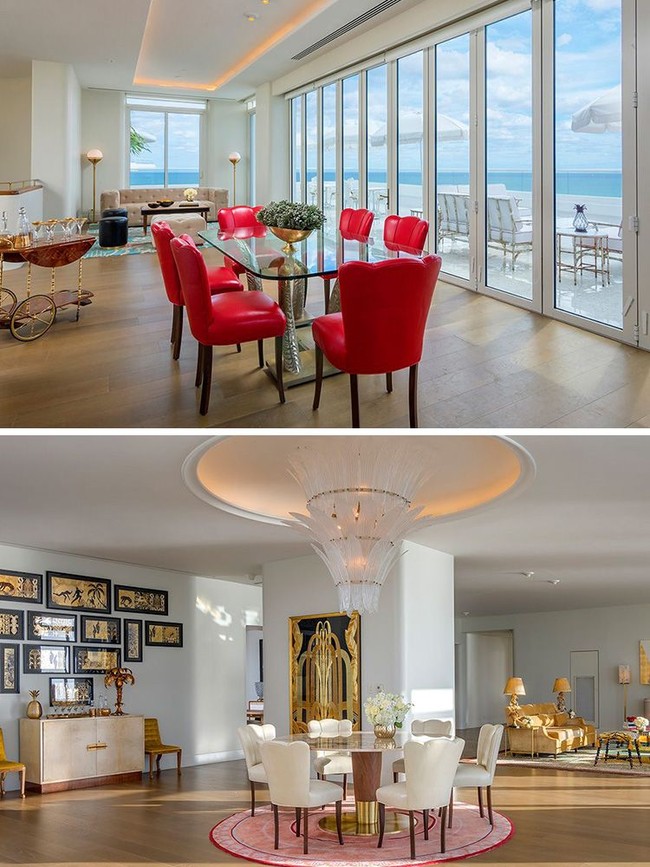 Mata Anda akan dimanjakan dengan desain interior dan dekorasi kamar cantik saat menginap di The Penthouse, Faena Hotel Miami Beach, Miami, Florida. Penthouse memiliki dua lantai dengan lima kamar tidur yang masing-masing ada balkonnya sendiri. Menginap di penthouse ini, memerlukan biaya Rp 746 juta semalam. Foto: Faena Hotel
