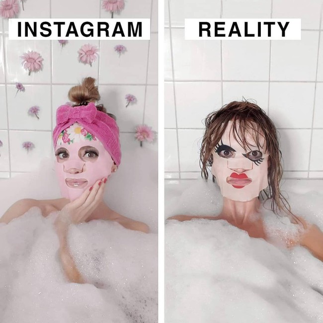 Percayalah jika mandi cantik hanya untuk keperluan Instagram. Foto: Instagram @geraldinewest_