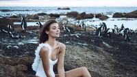 Berfoto bersama penguin pun Lorena pernah! (lorena/Instagram)