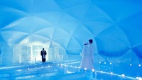 Foto: Ini adalah Ice Chapel dari Ice Village. Pengunjung bisa melakukan pernikahan di sini. So sweet! (Ice Village)