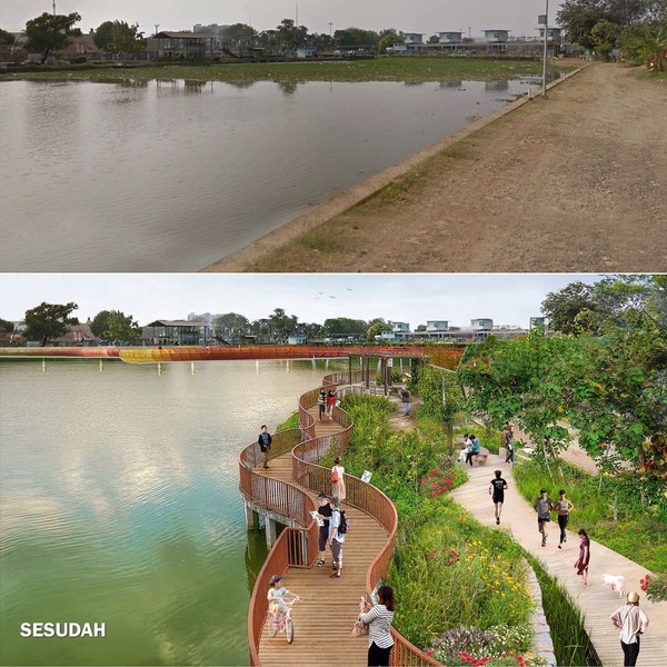 Foto: Masyarakat ditawari apa perlu dibikin Wedding Garden hingga LDR Corner. Terlihat hijau dan terdapat dua laur pedestrian di desain Kalimalang yang dipamerkan Emil. (Ridwan Kamil/Instagram) Foto: Masyarakat ditawari apa perlu dibikin Wedding Garden hingga LDR Corner. Terlihat hijau dan terdapat dua laur pedestrian di desain Kalimalang yang dipamerkan Emil. (Ridwan Kamil/Instagram)