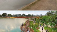 Foto: Masyarakat ditawari apa perlu dibikin Wedding Garden hingga LDR Corner. Terlihat hijau dan terdapat dua laur pedestrian di desain Kalimalang yang dipamerkan Emil. (Ridwan Kamil/Instagram)