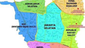 Sebelumnya, media sosial ramai mengomentari kemunculan peta Jakarta Selatan alias Jaksel ini. Foto: Internet