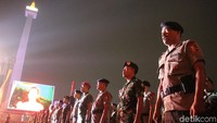 Ratusan Prajurit TNI dan Polri rayakan pesta Prajurit di Monas, Jakarta, Kamis (27/9/2018).