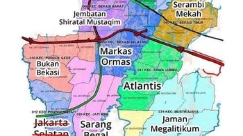 Tetangga Jaktim, Bekasi, juga dibuatkan peta jenakanya. Foto: Internet
