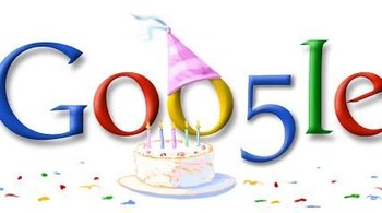 Ultah ke-5 dirayakan Google dengan doodle ini. Berbeda dengan sebelumnya, Google merayakan ultah tanggal 8 September. (Foto: Google.com)