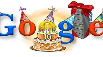 Pada 27 September 2008, Google genap 10 tahun. Begini doodle yang menandai momen tersebut. (Foto: Google.com)