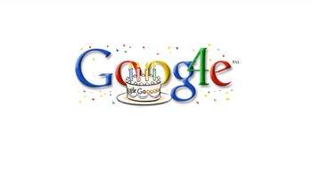 Google mulai rutin merayakan ultah dengan doodle di tahun 2002. Saat itu Google merayakan ultah tanggal 27 September. (Foto: Google.com)