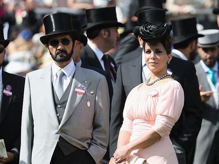 ASCOT, ENGLAND - JUNE 17: Sheikh Mohammed Bin Rashid Al Maktoum, and Princess Haya bint Al Hussein in the Parade Ring on the fourth day of Royal Ascot at Ascot Racecourse  on June 17, 2016 in Ascot, England.  (Photo by Chris Jackson/Getty Images)