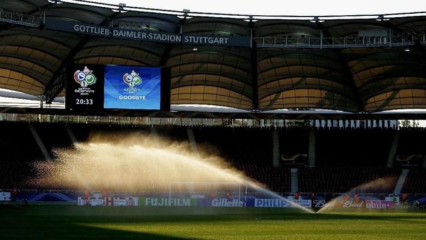 STUTTGART, GERMANY - JUNE 13:  A general view of the stadium after the FIFA World Cup Germany 2006 Group G match between France and Switzerland at the Gottlieb-Daimler Stadium on June 13, 2006 in Stuttgart, Germany.    (Photo by Mike Hewitt/Getty Images)