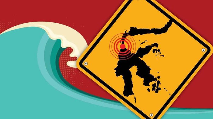 Ilustrasi gempa Donggala dan tsunami Palu (Nadia Permatasari/detikcom)