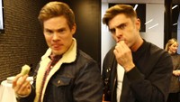 Makan kue, disela-sela syuting bersama lawan mainnya. Zac pasang pose lucu yang bikin gemas! Foto: Instagram @Zacefron