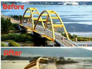 Foto: Before-After Jembatan Kuning Palu yang Kini Hancur