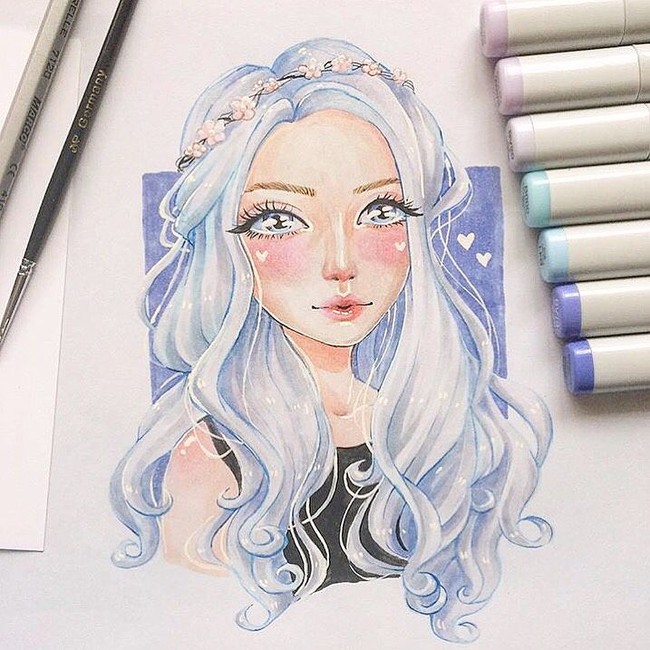 Punya tampilan seperti tokoh kartun, Icy Tenshi pun sering menjadi bahan fan art para seniman. Foto: Instagram @icy_tenshi